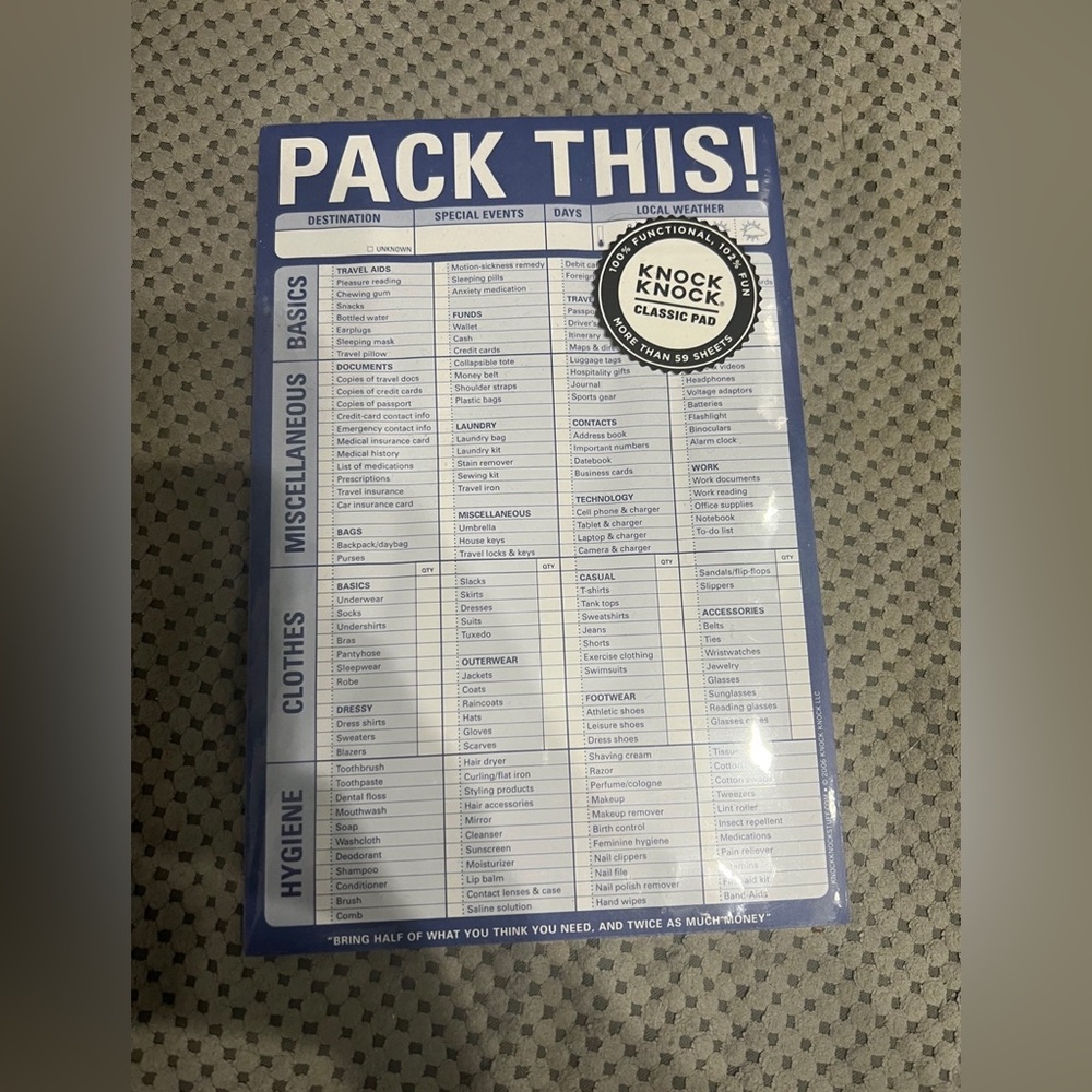 Knock Knock Travel Checklist
